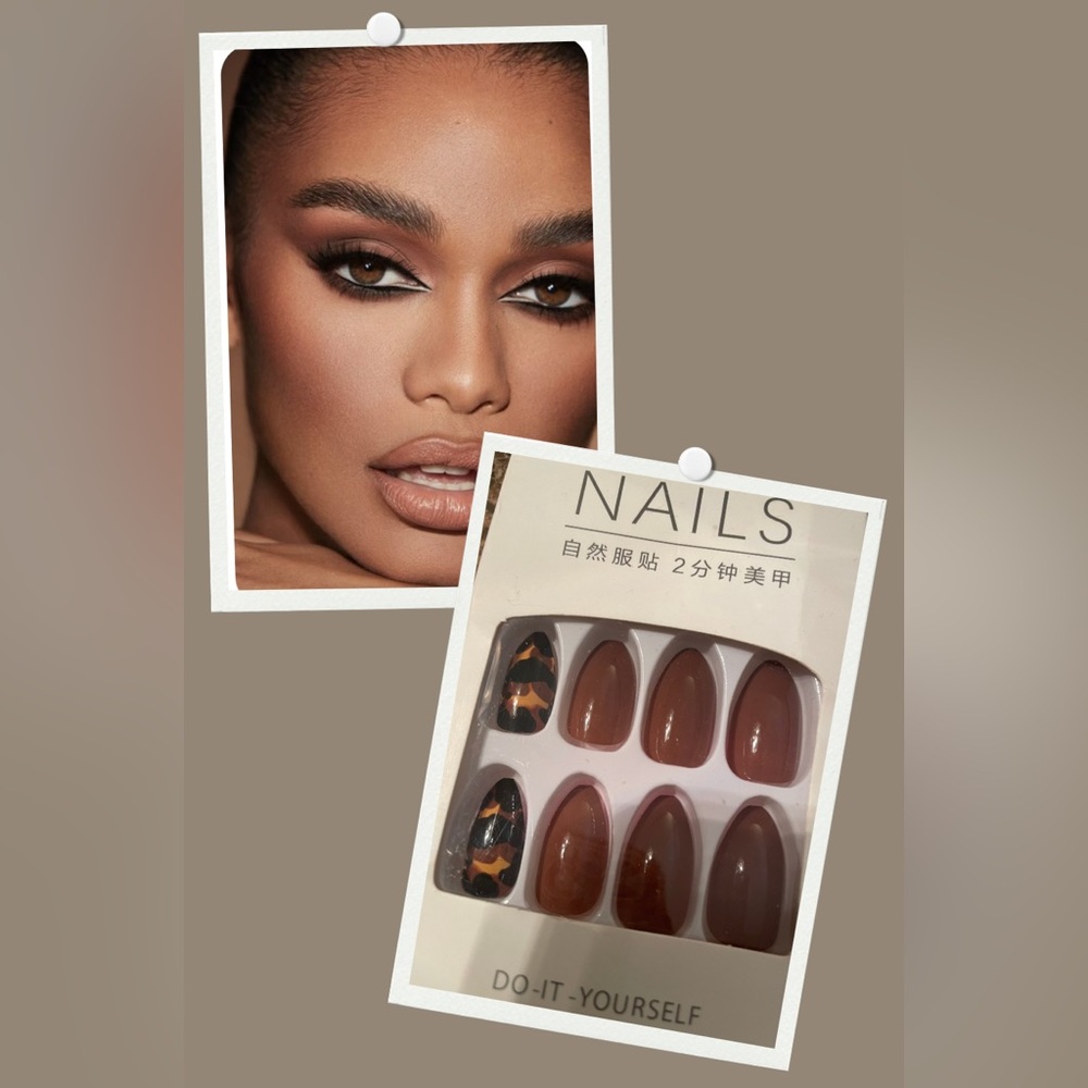 Press On Nails Brown Tortoise Set